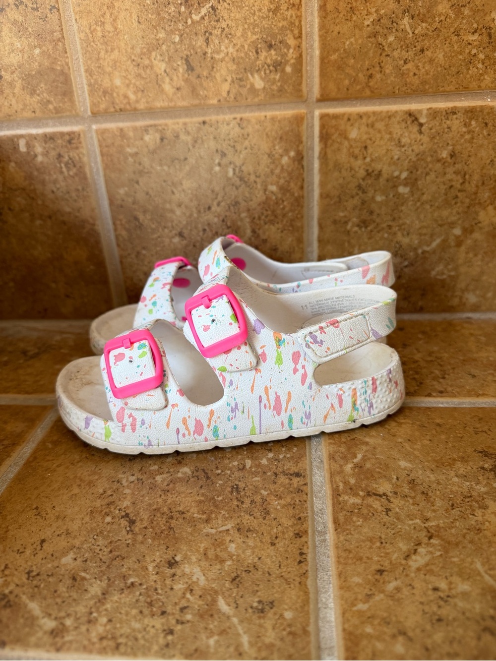 Kids White Multi-Splash Sandals